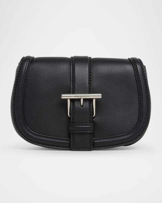 T-Bar Buckle Leather Crossbody Bag